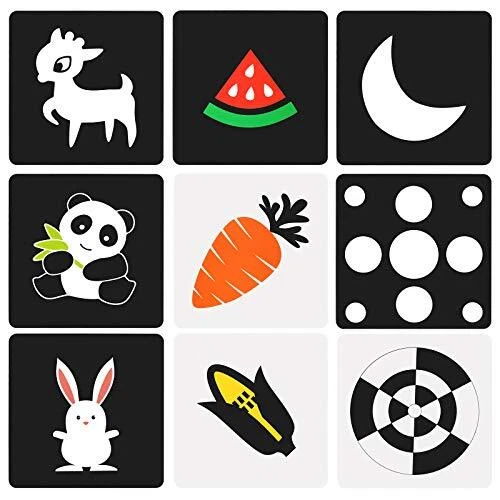 KATOOM 96 Dessin Cartes Flash Noires Blanches，48 Pièces Cartes Flash de Contrast