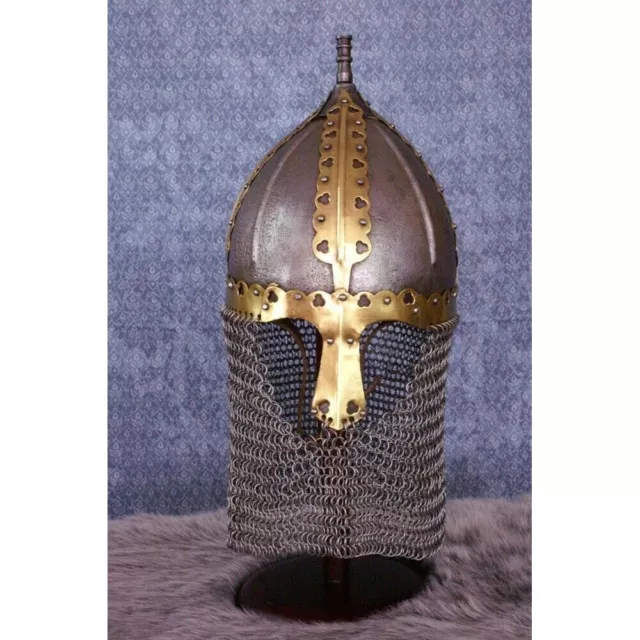 Medieval Norman Nasal Helmet Viking Knight Helmet With Chainmail SCA LARP Gift