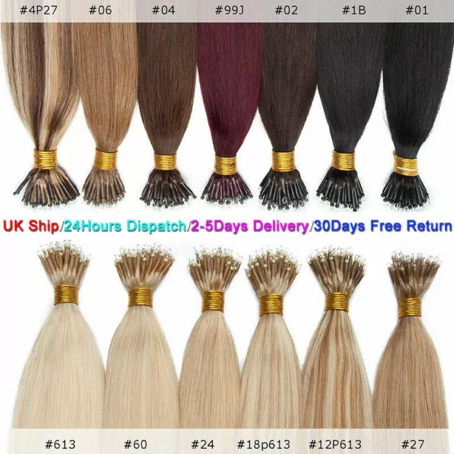 Nano Micro Beads Nano Ring Tip Remy Human Hair Extensions Double Drawn Thick1g/s