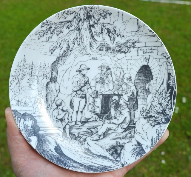 Assiette décor mine 20 cm - Fürstenberg Allemagne - Stollenmundloch 1857