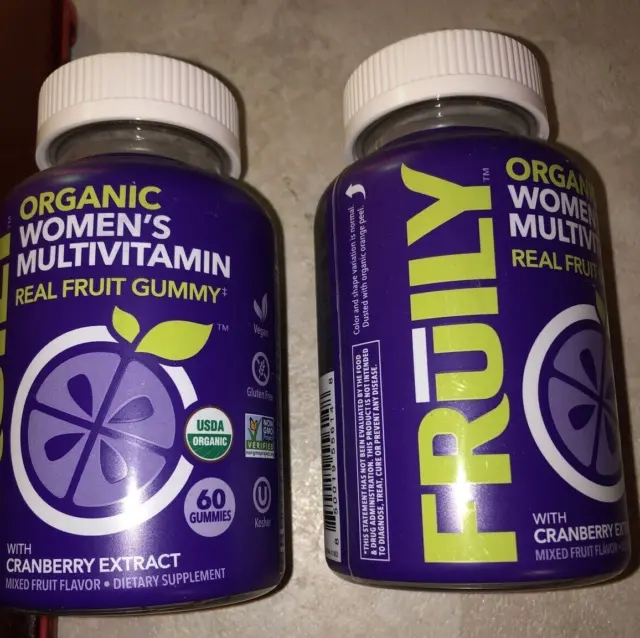 2x Fruily Organic Women's Multivitamin With Cranberry Extract Mixed Fruit 03/24
