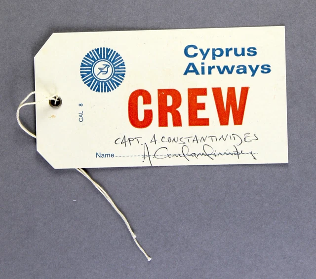 Cyprus Airways Crew Captain Vintage Airline Luggage Tag Bag Baggage Label