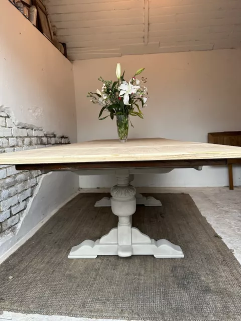 9 Ft Old Charm Solid Oak Extending  Kitchen Dining Table Refurnished