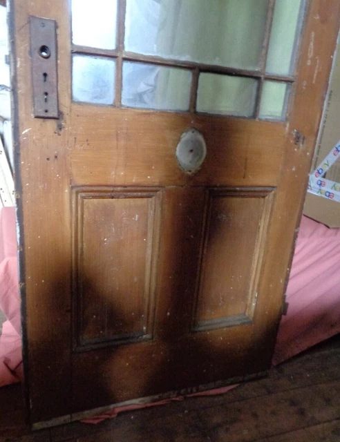 Antique 1860s Glass & Wood Door Architectural  82"(H)x31"x1.25 thick -PICK UP NJ 9