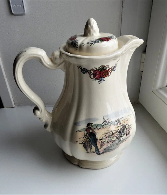 Ancien grand cafetière théière Sarreguemines Obernai Loux. TTBE.