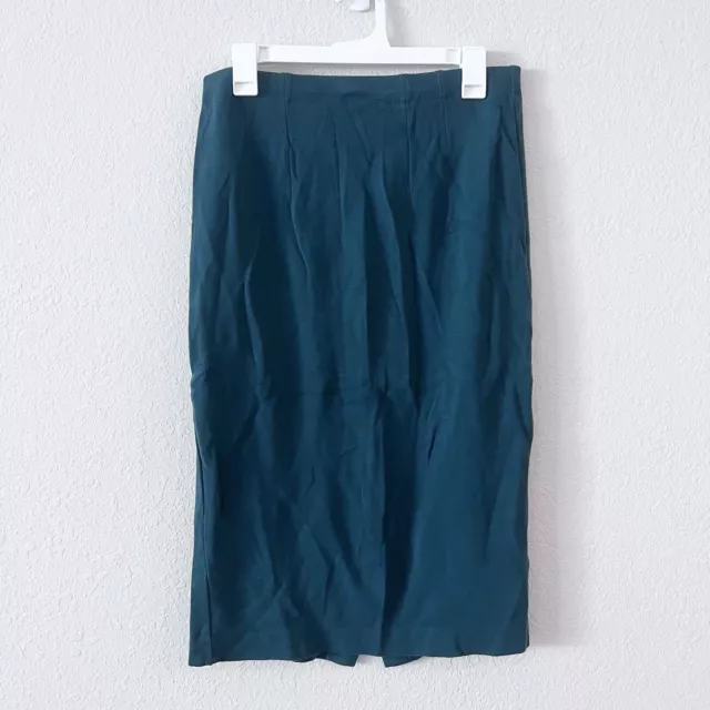 Eileen Fisher Tencel Midi Pencil Skirt Womens Green Size S Pull On