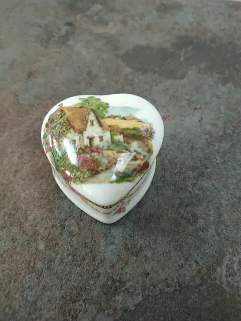 Vintage Fine Bone China Heart Shaped Trinket Box