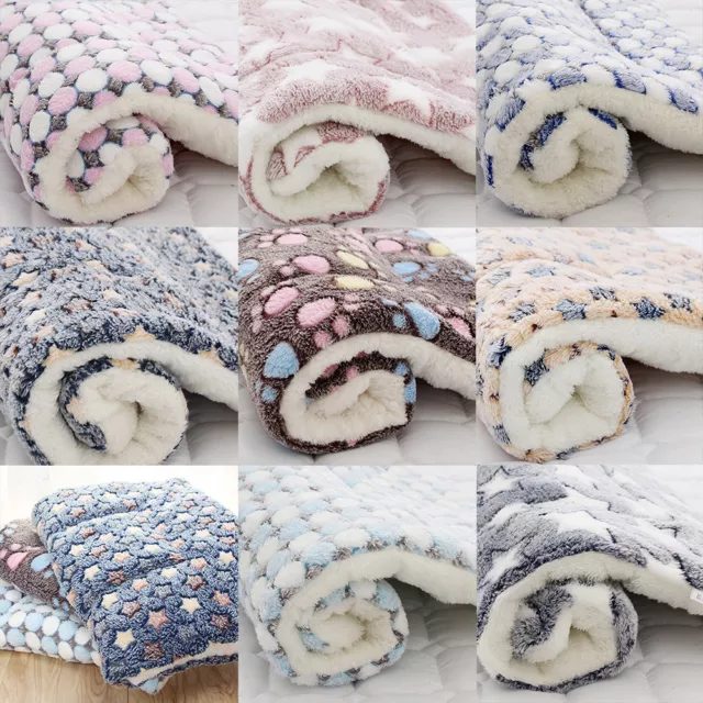 Pet Blanket Pad Cat Dog Bed Soft Fleece Mat Warm Thermal Rug Uk Stock