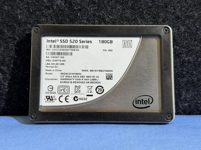 Intel SSD 520 Series 180GB SSDSC2BW180A3L SATA 2.5インチ 180GB 7mm 正常動作確認済み  Solid State Intel Ssd 520 Series 180gb Intel 520 Series