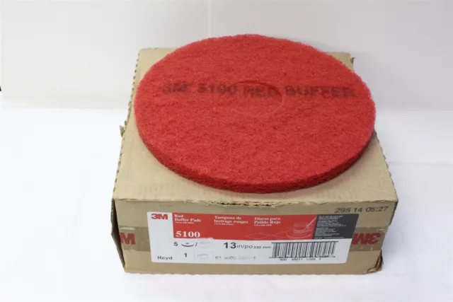 3M 5100 13" Red Buffing Floor Pad - 5/Case - 7910014394464 50048011083884