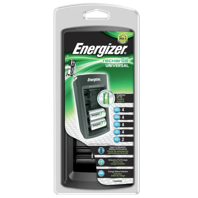 Energizer Universal Rechargable Ni-MH AA AAA C D 9V Mains Battery Charger NEW UK