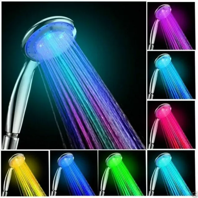 7Color Home Bathroom Rainbow Colorful Water Glow Changing LED Lights Shower head