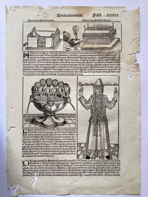 Originales Blatt 33 aus der Schedelschen Weltchronik, 1493, latein, Holzschnitt