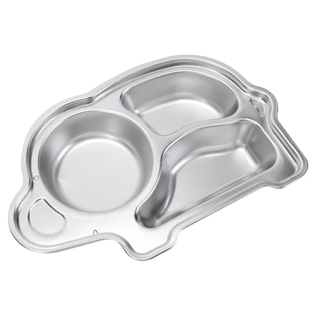 Piatti Per Bambini Set Stoviglie Per Bambini In Acciaio Inox E Silicone - Piatto Diviso Con Ventosa, Bavaglino, Cucchiaio E Forchetta Per Alimentazione Autonoma Set Alimentazione Autonoma Neonati