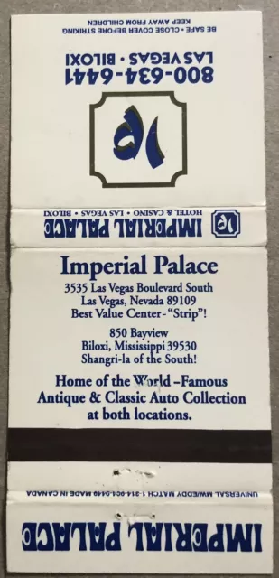 Vintage 30 Strike Matchbook Cover - Imperial Palace Casino Las Vegas & Biloxi  B