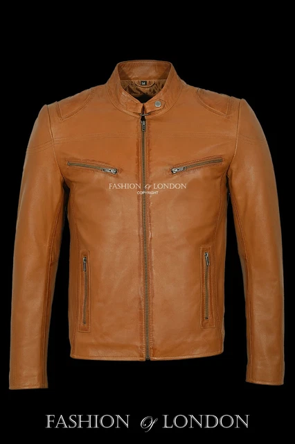 Veste camionneur homme Zayn marron foncé en cuir véritable style rétro