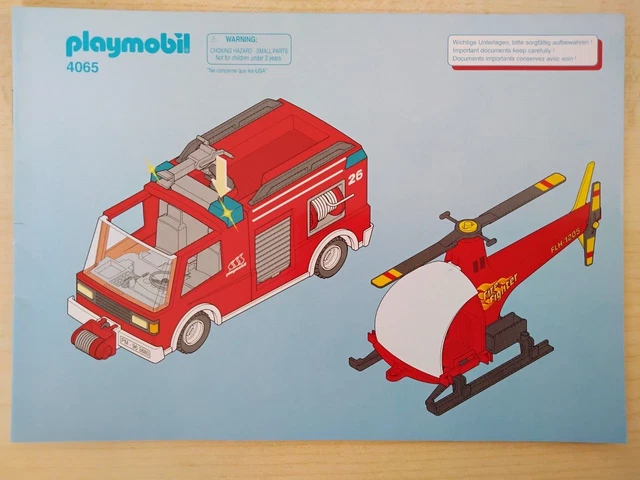 PLAYMOBIL BAUANLEITUNG 4065 Feuerwehr Hubschrauber Fire , A5 , 16 ...