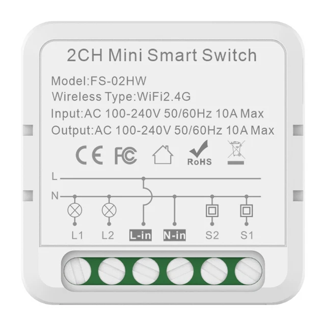 Mini disjoncteur intelligent commande vocale avec interrupteur d'éclairage WiFi