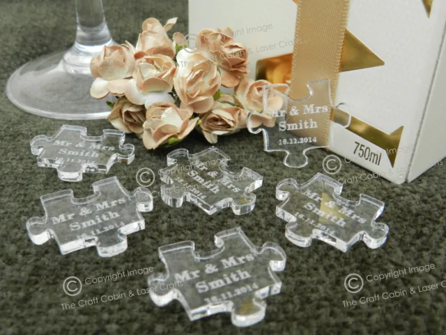Personalised Clear Puzzle Piece's, Favours, Table Decorations, Favours,Weddings