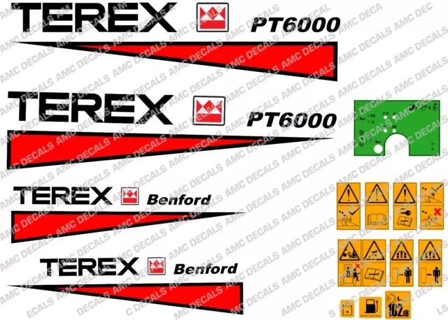 Terex Benford PT6000 Stickers de Dumper Autocollants de Sécurité et Filet Vert