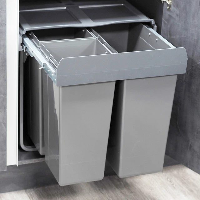 600MM UNDER COUNTER Bin Pull Out Kitchen Waste Recycling 1x34L