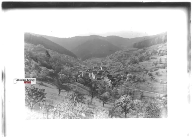 13x18cm Village Country Country Positive Photo Glass Plate Antique
