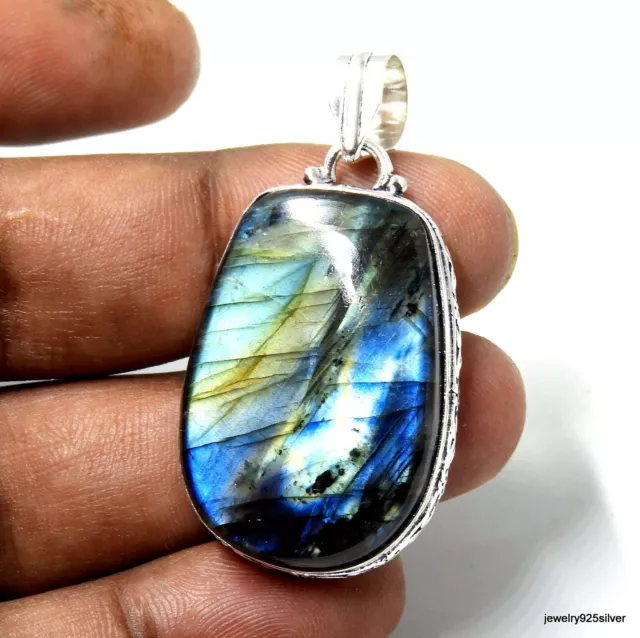 Fire Labradorite 925 sterling silver Handmade jewelry Pendent 12 Gm-A26