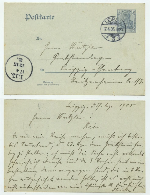 90985 - Ganzsache P 63 X - Postkarte - Leipzig 17.4.1905