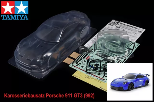 Tamiya Karosserie Satz Porsche 911 Gt3 992 1:10, Klar Bulk Version Inkl. Zubehör