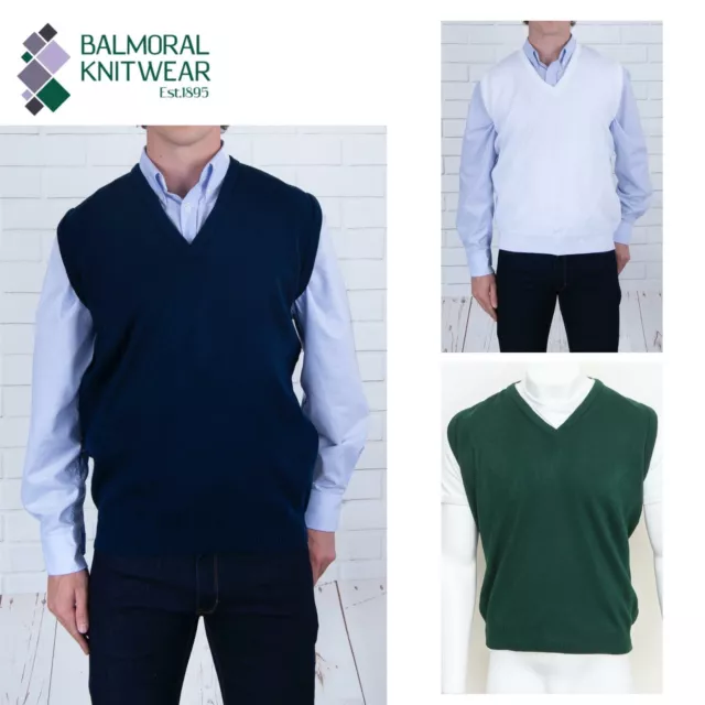 BALMORAL KNITTED V Neck Slipover Wool Mix Sleeveless Jumper