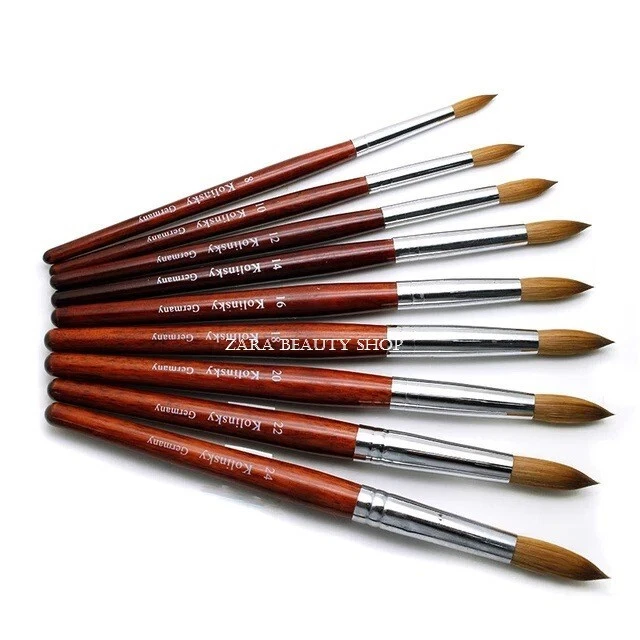 WOOD ACRYLIC KOLINSKY Nail Brushes Sizes 824 Nail Art Brush SHIPS FROM