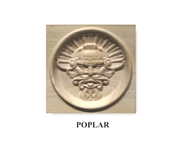 Solid Hardwood "Naptune" Carved Rosette / Casing Blocks