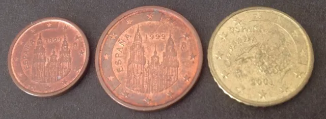 Euro Münzen Kursmünzen Umlaufmünzen Spanien España Spain 1c, 5c, 10c  3 Stück