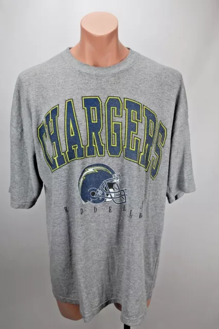 VTG 90s NFL SAN DIEGO LOS ANGELES CHARGERS Gray Thermal Football T-Shirt Sz XL