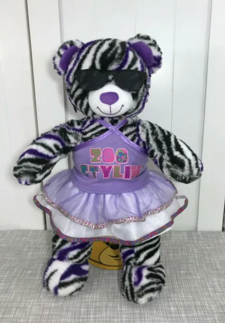 💜 Build a Bear Wild About Stripes Purple Zebra Bear w/ Zoo Outfit & Glasses 💜 💜 Build a Bear Wild About Stripes Purple Zebra Bear w/ Zoo Outfit & Glasses 💜