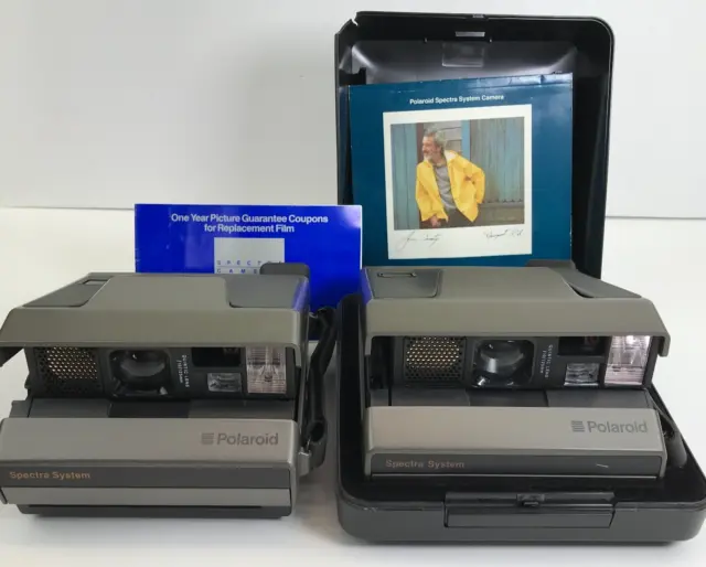 Lote de 2 cámaras VINTAGE de película instantánea del sistema Polaroid Spectra con 1 estuche y manual