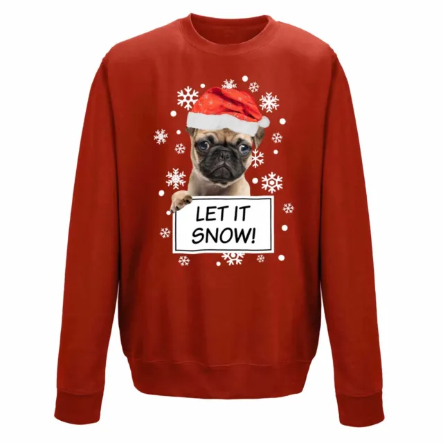 Pug Let It Snow Sweatshirt | Funny Festive Christmas Xmas Jumper Santa Dog Gift