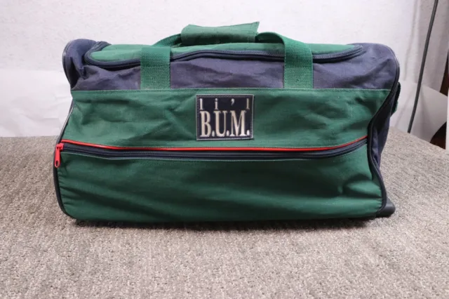 Vintage Li'l Bum Bum Equipment Roll Away Suitcase Luggage Duffle Bag Blue Green