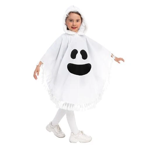 Spooktacular Costume de fille avec robe de fantôme blanche fête d'Halloween p...