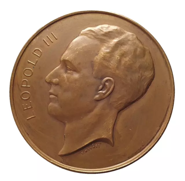 King Leopold III of Belgium Bronze Medal by MICHEL, 51,5mm