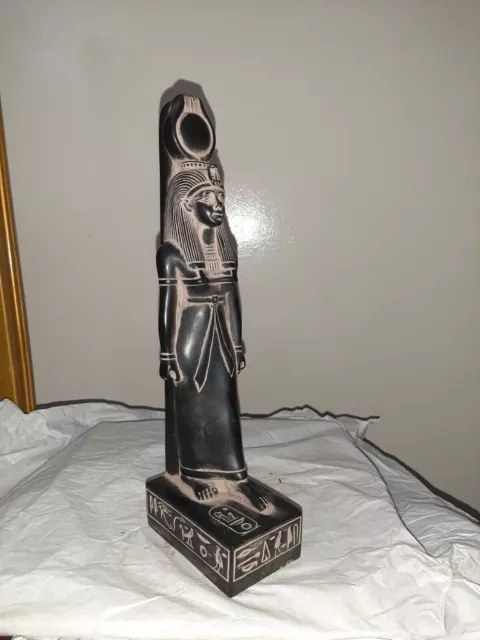 Antique Ancient Egyptian Statue Figurine Isis Goddess of the Moon Black Stone