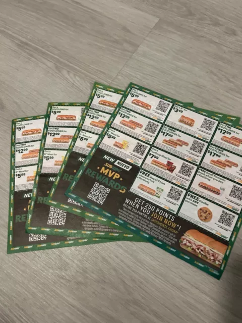 ⭐ SUBWAY COUPONS!!! 2X Sheets = 28 Coupons In All!!! Exp 12/31/23 ⭐ $2.00 -  PicClick