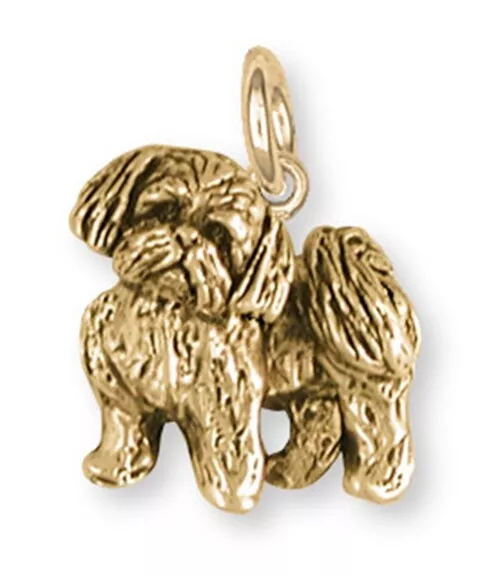 Lhasa Apso Charm 14k Yellow Gold Vermeil Dog Jewelry LSZ21-CVM