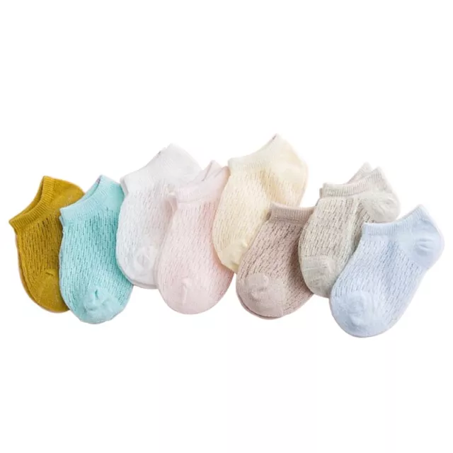 Summer Baby Short Ankle Socks Mesh Thin Cotton Unisex Solid Color Hollow Toddler