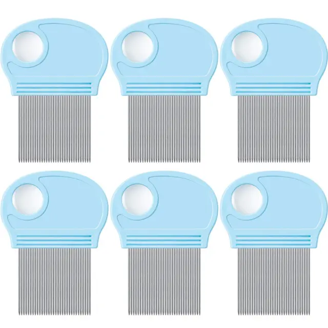 6 Pieces Head Lice Remover Nit Removal Hair Comb with Magnifier, Fine Metal Teet