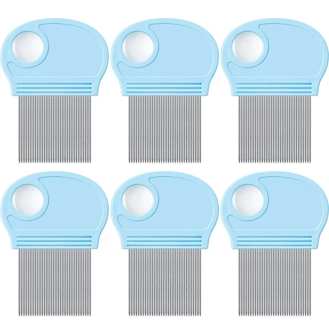 6 Pieces Head Lice Remover Nit Removal Hair Comb with Magnifier, Fine Metal Teet