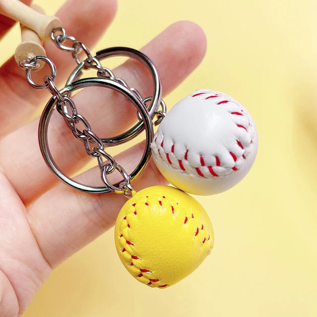 BASEBALL KEYCHAIN MINI Wooden Bat Ball Keyring Keychains Sports Ball