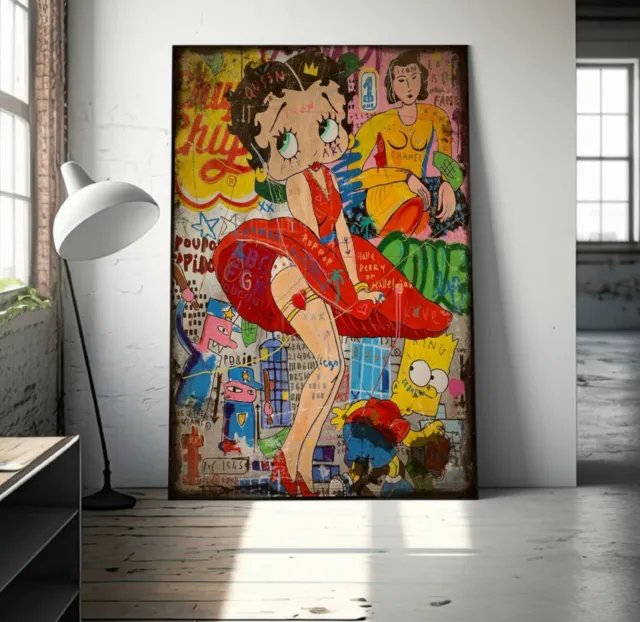 XXL LEINWAND BILD BIS 155x100x5 VINTAGE GRAFFITI ART COMIC WANDBILD POP-ART BUNT