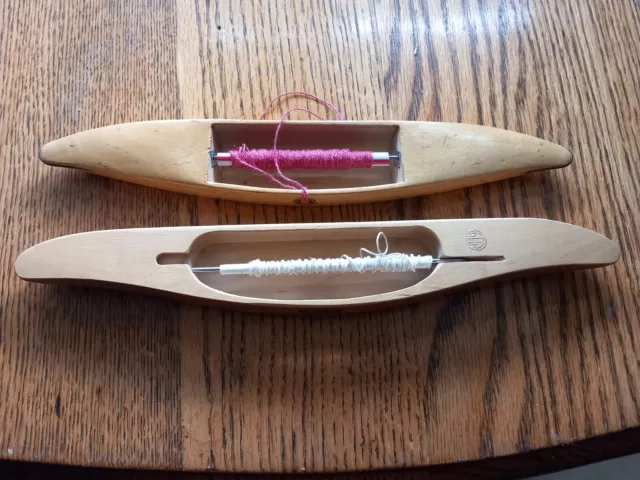 Two Swedish Weaving Shuttles. GAD.