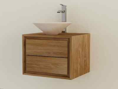 Lavabo colgante Turín 31 teca madera maciza 60 cm muebles de baño invitados inodoro...